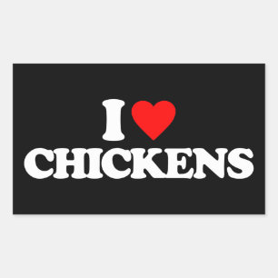 IK HOU VAN KIPPEN RECHTHOEKIGE STICKER