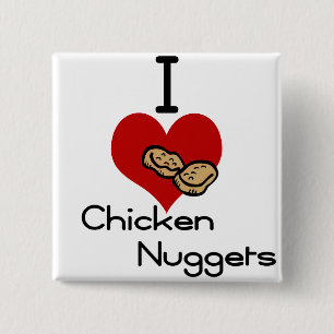 Ik hou van kippennuggets vierkante button 5,1 cm