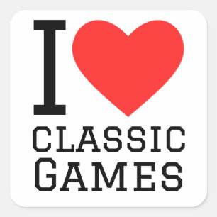 Ik hou van klassieke games vierkante sticker