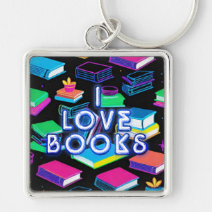 Ik hou van kleurrijke boeken sleutelhanger