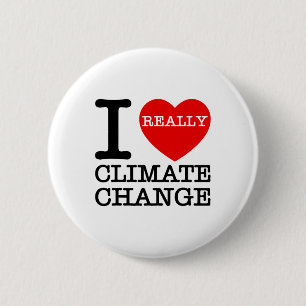 Ik hou van klimaatverandering hartverwarmend, grap ronde button 5,7 cm