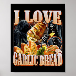 Ik hou van knoflook brood skelet grappige meme raa poster