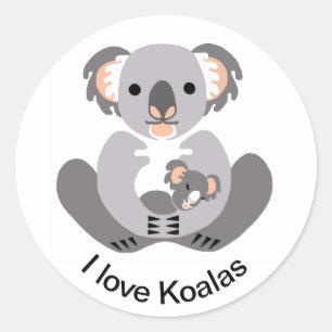 Ik hou van KOALAS - Marsupial - Aussie Wildlife - Ronde Sticker