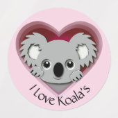 Ik hou van Koalas Sticker Blad Schattige Koala Bee (Design 1)