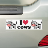 Ik hou van Koeien Bumpersticker (Op auto)