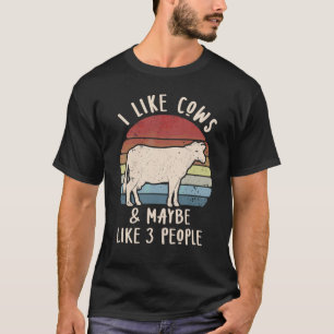 Ik hou van Koeien en misschien 3 mensen Koe Lady T-shirt