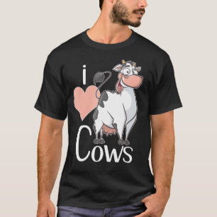 Ik hou van koeien voor kinderen volwassenen koe t-shirt