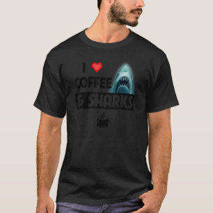 Ik hou van koffie en haaien Funny Caffeine Great W T-shirt