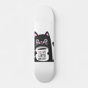 Ik hou van koffie en katten - Kies achtergrondkleu Skateboard