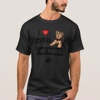 Ik hou van koffie en mijn Yorkie mama papa Yorkshi T-shirt
