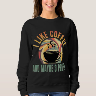 ik hou van koffie en misschien 3 mensen retro stij trui