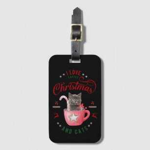 ik hou van koffie kerst en katten vreugdevolle gro bagagelabel