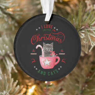 ik hou van koffie kerst en katten vreugdevolle gro ornament