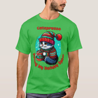 Ik hou van koffie Kerstmis en katten Kat en koffie T-shirt