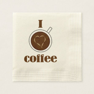Ik hou van koffie latte hart papier servetten