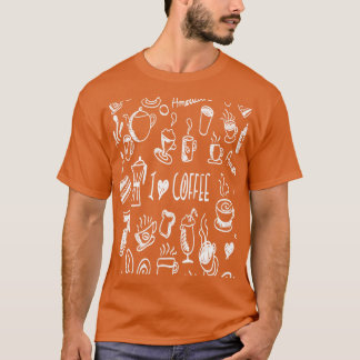 Ik hou van koffie leuk witte lijn illustratie t-shirt