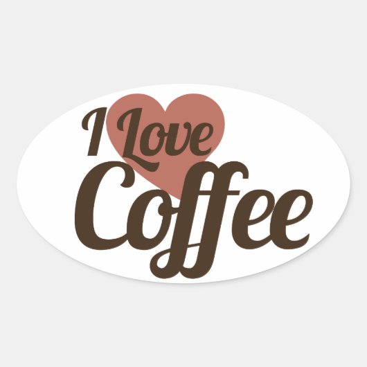 Ik hou van koffie ovale sticker (Voorkant)