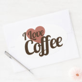 Ik hou van koffie ovale sticker (Envelop)