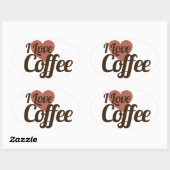 Ik hou van koffie ovale sticker (Vel)
