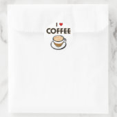 Ik hou van koffie ronde sticker (Tas)