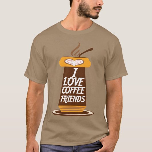 Ik hou van koffie vrienden grappig t-shirt (Voorkant)
