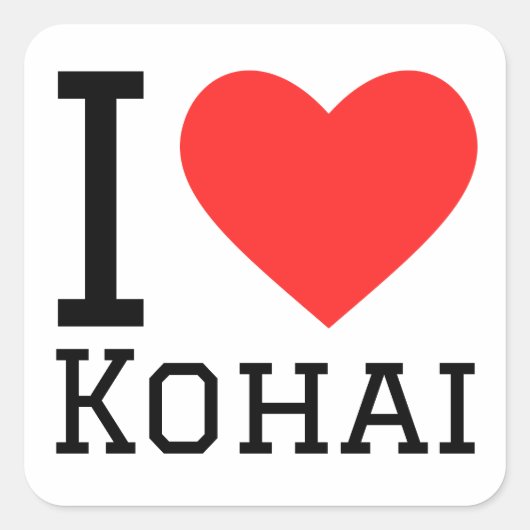 Ik hou van kohai vierkante sticker (Voorkant)