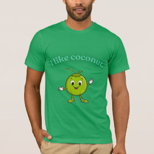 Ik Hou Van Kokosnoot - Mooie Cartoon Kokosnoot Gra T-shirt