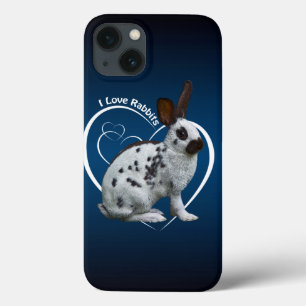 Ik hou van konijnen iPad hoes (Blauw/Zwart)