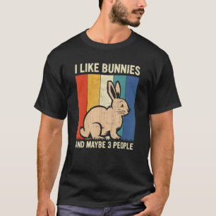 Ik hou van konijntjes en misschien 3 mensen Retro T-shirt