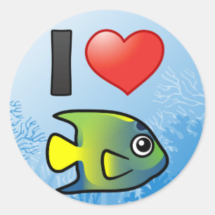 Ik hou van koningin Angelfish Ronde Sticker