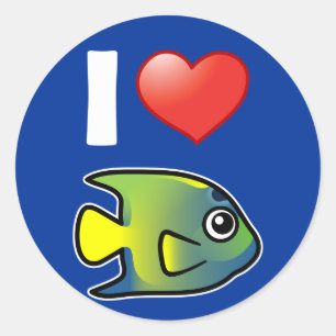 Ik hou van koningin Angelfish Ronde Sticker