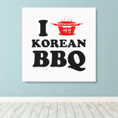 Ik hou van Koreaanse BBQ (고 기 구 이) Canvas Afdruk (Insitu (Houten vloer))