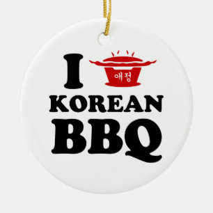 Ik hou van Koreaanse BBQ (고 기 구 이) Keramisch Ornament