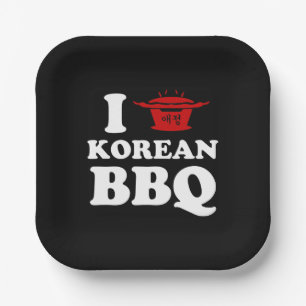 Ik hou van Koreaanse BBQ (고 기 구 이) Papieren Bordje