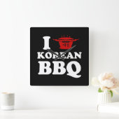 Ik hou van Koreaanse BBQ (고 기 구 이) Vierkante Klok (Huis)