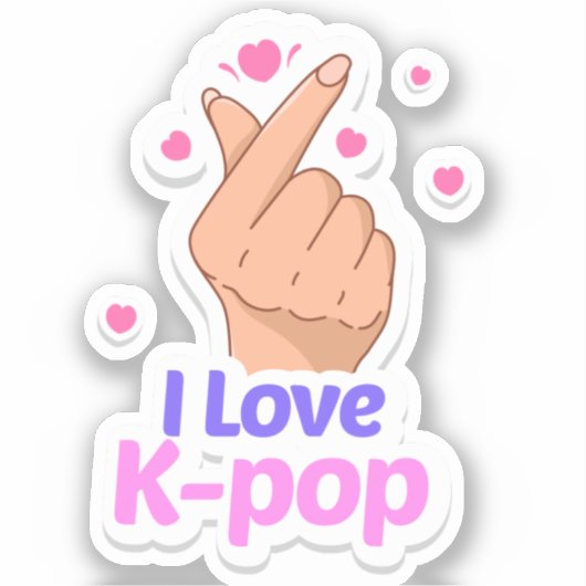Ik hou van Kpop Finger hart Sticker (Voorkant)
