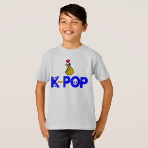 ♥Ik hou van KPop Korean-Style schattig Heart Finge T-shirt