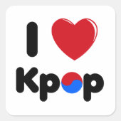 Ik hou van kpop vierkante sticker (Voorkant)
