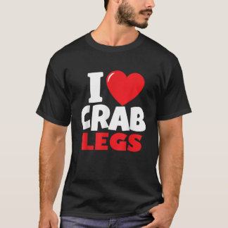 Ik hou van krabbenbenen zeevruchten schaaldier min t-shirt