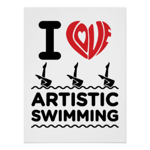 Ik hou van kunstmatig zwemmen synchro zwemmer perfect poster