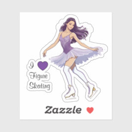Ik hou van kunstschaatsen Sticker Custom Cut Stick