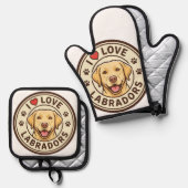 Ik hou van Labrador Ovenwant en Pannenlap Set (Voorkant / Achterkant)