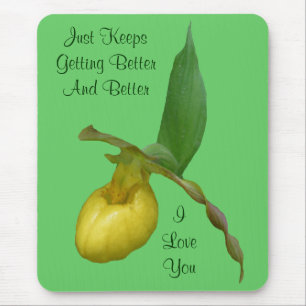Ik hou van Lady Slipper Flower Photo Mousepad Muismat