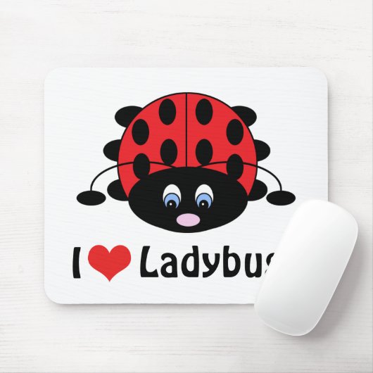 Ik hou van Ladybugs Mousepad Muismat (Met muis)