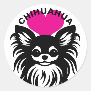 Ik hou van langharige Chihuahua's Cute Puppy Ronde Sticker