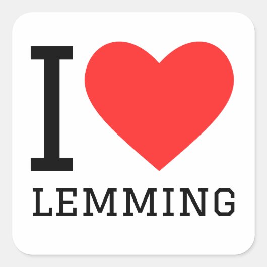 Ik hou van lemming vierkante sticker (Voorkant)