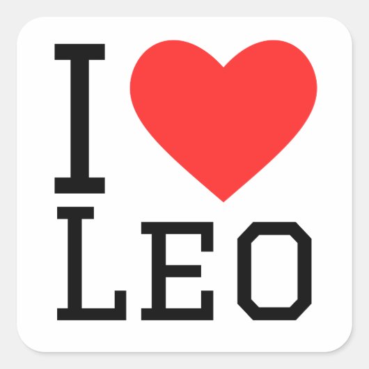 Ik hou van Leo Vierkante Sticker (Voorkant)