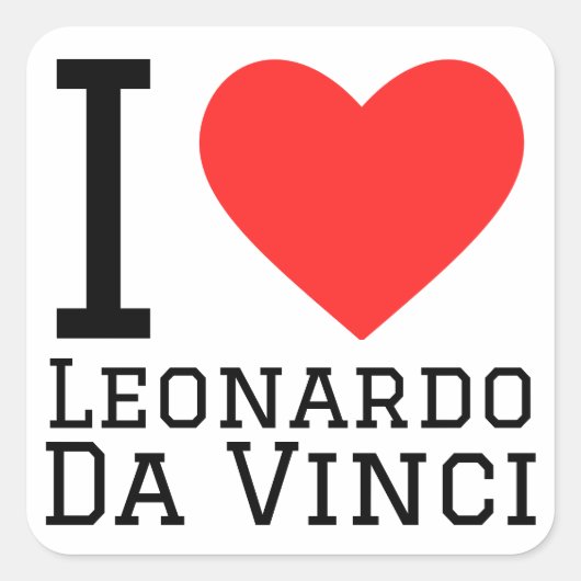 Ik hou van Leonardo da Vinci Vierkante Sticker (Voorkant)