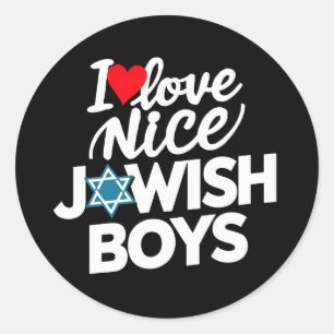 Ik hou van leuke joodse jongens joden Hebreeën Cha Ronde Sticker