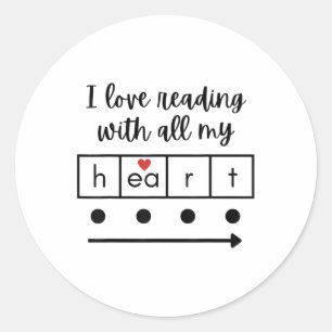 Ik hou van lezen met mijn hele hart wetenschap ler ronde sticker